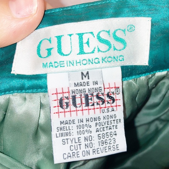 VTG NWOT 1990s GUESS Organza Mini Skirt TURQUOISE SZ: X-Small - Picture 2 of 8